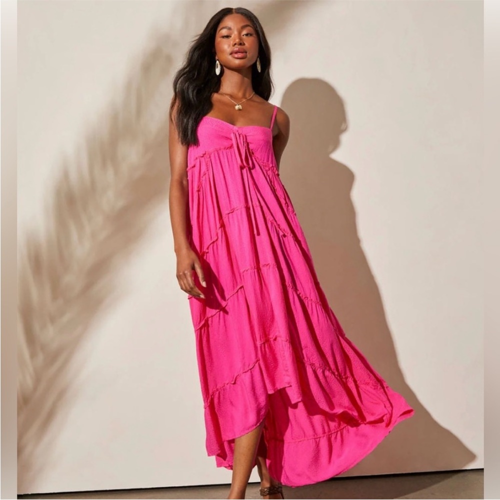 Pink high-low Maxi Dress
